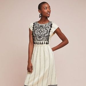Anthropologie-Maeve Anaya Tassel Embroidered Dress